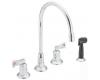 Moen 8242 Commercial Chrome Two Handle Kitchen Faucet with Black Side Spray
