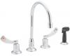 Moen 8244 Commercial Chrome Two Handle Kitchen Faucet with Black Side Spray