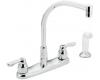 Moen 8792 Commercial Chrome Two Handle Kitchen Faucet with Black Protege Side Spray