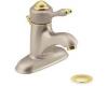 Moen Castleby L4612ST Satine/Polished Brass 4" Single Lever Handle Centerset Faucet with Pop-Up