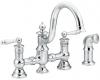 Moen S713 Waterhill Chrome Two Lever Kitchen Bridge Faucet with Side Spray