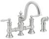 Moen S713CSL Waterhill Classic Stainless Steel Two Lever Kitchen Bridge Faucet with Side Spray
