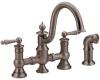 Moen S713ORB Waterhill Oil Rubbed Bronze Two Lever Kitchen Bridge Faucet with Side Spray