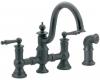 Moen S713WR Waterhill Wrought Iron Two Lever Kitchen Bridge Faucet with Side Spray