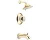 Moen Asceri T3162CGPC Classic Gold/Pebbled Cream Moentrol Tub & Shower Trim Kit with Knob Handle