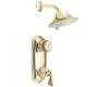 Moen Asceri T3429CGPC Classic Gold/Pebbled Cream ExactTemp Shower Trim Kit with Lever & Knob Handles