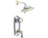 Moen Asceri T3429CP Chrome/Polished Brass ExactTemp Shower Trim Kit with Lever & Knob Handles