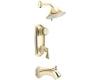 Moen Asceri T3431CGPC Classic Gold/Pebbled Cream ExactTemp Tub & Shower Trim Kit with Lever & Knob Handles