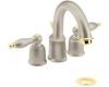 Moen Castleby T4945ST Satine/Polished Brass 4" Mini Widespread Trim Kit with Pop-Up & Lever Handles
