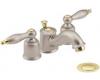 Moen Castleby T4955ST Satine/Polished Brass 4" Mini Widespread Trim Kit with Pop-Up & Lever Handles