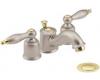 Moen Castleby T4955ST Satine/Polished Brass 4" Mini Widespread Trim Kit with Pop-Up & Lever Handles
