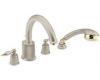 Moen Castleby T6989ST Satine/Polished Brass Roman Tub Faucet Trim Kit with Hand Shower & Lever Handles