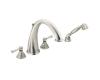 Moen T922AN Kingsley Antique Nickel Roman Tub Faucet Trim Kit with Hand Shower & Lever Handles