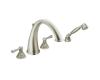 Moen T922BN Kingsley Brushed Nickel Roman Tub Faucet Trim Kit with Hand Shower & Lever Handles