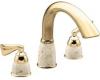 Moen Asceri T970CGPC Classic Gold/Pebbled Cream Roman Tub Faucet Trim Kit with Lever Handles