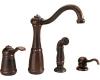 Price Pfister Marielle 26-4NUU Rustic Bronze Single Handle Kitchen Faucet with Side Spray & Soap Dispenser