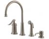 Price Pfister Ashfield 26-4YPE Rustic Pewter Single Handle Kitchen Faucet with Side Spray & Soap Dispenser