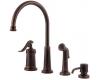 Price Pfister Ashfield 26-4YPU Rustic Bronze Single Handle Kitchen Faucet with Side Spray & Soap Dispenser