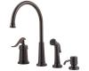 Price Pfister Ashfield 26-4YPZ Oil Rubbed Bronze Single Handle Kitchen Faucet with Side Spray & Soap Dispen