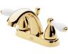 Price Pfister Carmel 48-J0XP_HHS-JLPP Polished Brass/White Porcelain 4" Centerset Bath Faucet with Pop-Up