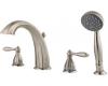 Pfister RT6-4RPK Portola Brushed Nickel Roman Tub Faucet Trim with Handles and Handheld Shower