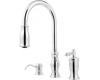 Pfister GT526-TMC Hanover Chrome Single Handle Pull-Out Kitchen Faucet with Spray & Soap Dispenser