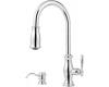 Pfister GT529-TMC Hanover Chrome Single Handle Pull-Out Kitchen Faucet with Spray & Soap Dispenser