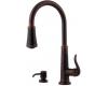 Pfister GT529-YPU Ashfield Rustic Bronze Single Handle Pull-Out Kitchen Faucet with Spray & Soap Dispenser