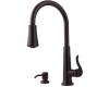 Pfister GT529-YPY Ashfield Tuscan Bronze Single Handle Pull-Out Kitchen Faucet with Spray & Soap Dispenser