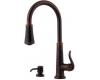 Pfister T529-YPU Ashfield Rustic Bronze Single Handle Pull-Out Kitchen Faucet with Spray & Soap Dispenser