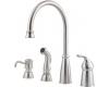 Pfister GT26-4CBS Avalon Stainless Steel Single Handle Kitchen Faucet with Side Spray & Soap Dispenser