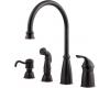Pfister GT26-4CBY Avalon Tuscan Bronze Single Handle Kitchen Faucet with Side Spray & Soap Dispenser