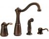 Pfister GT26-4NUU Marielle Rustic Bronze Single Handle Kitchen Faucet with Side Spray & Soap Dispenser