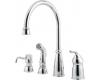 Pfister T26-4CBC Avalon Chrome Single Handle Kitchen Faucet with Side Spray & Soap Dispenser