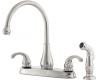 Pfister GT36-4DSS Treviso Stainless Steel Two Handle Kitchen Faucet with Spray