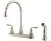 Pfister T36-4CBS Avalon Stainless Steel Two Handle Kitchen Faucet with Spray
