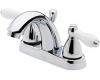 Price Pfister Carmel T48-J0XC_HHS-JLPC Polished Chrome/White Porcelain 4" Centerset Bath Faucet with Pop-Up & Handles