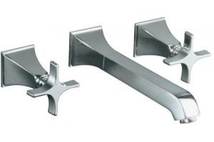 Kohler Memoirs Stately K-T448-3S-G Brushed Chrome Wall Mount Vessel Faucet with Stately Cross Handles